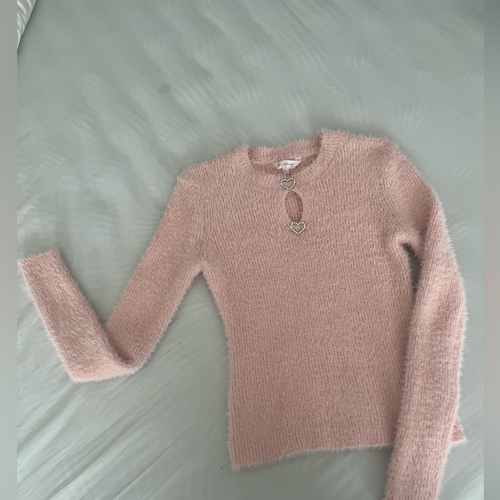 No Boundaries Pink Crew Neck Sweater Lightweight Knit